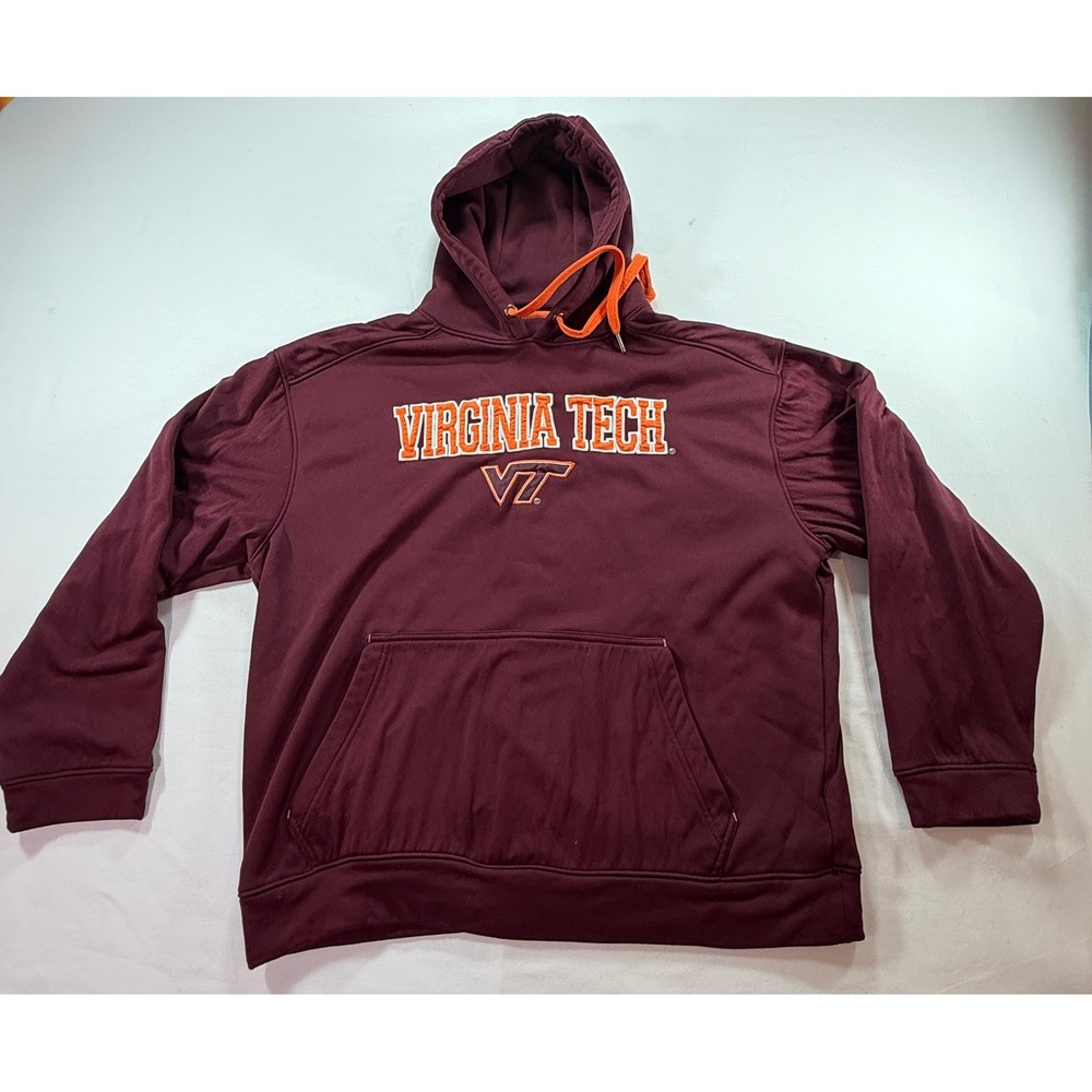 Virginia Tech Hokies Mens Medium Maroon Performance Hoodie Sweatshirt VT Logo